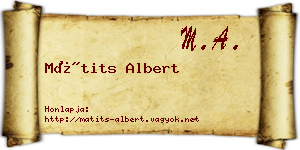Mátits Albert névjegykártya