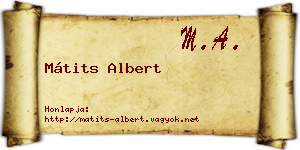Mátits Albert névjegykártya